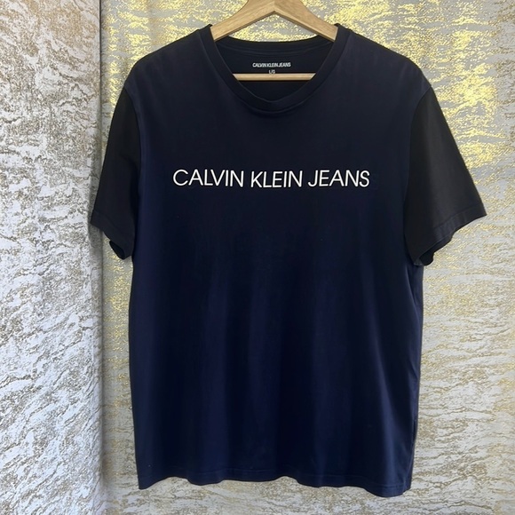 Calvin Klein Jeans Navy/Black Short Sleeve T-Shirt Size L - Picture 2 of 11